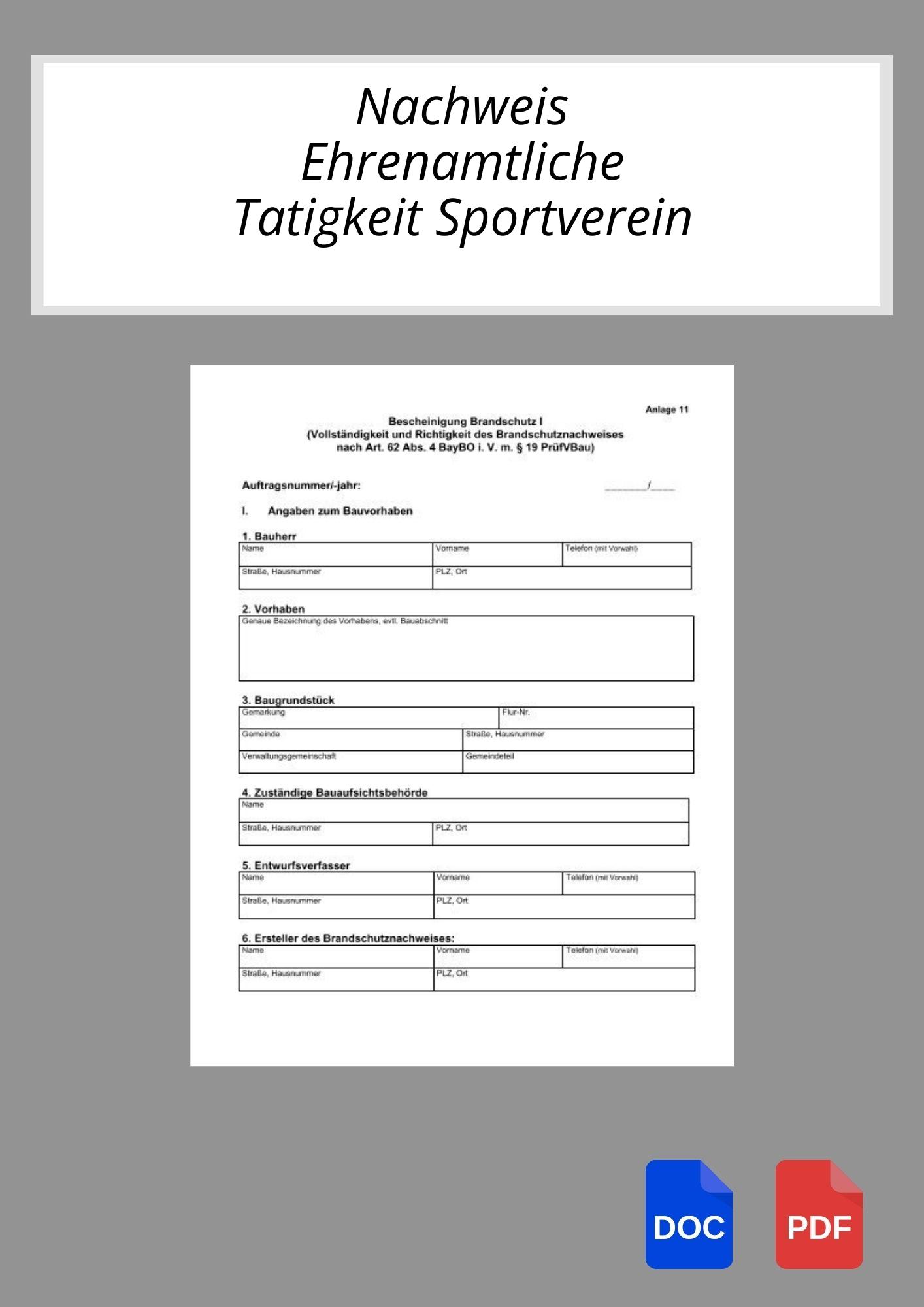 Nachweis Ehrenamtliche Tätigkeit Sportverein