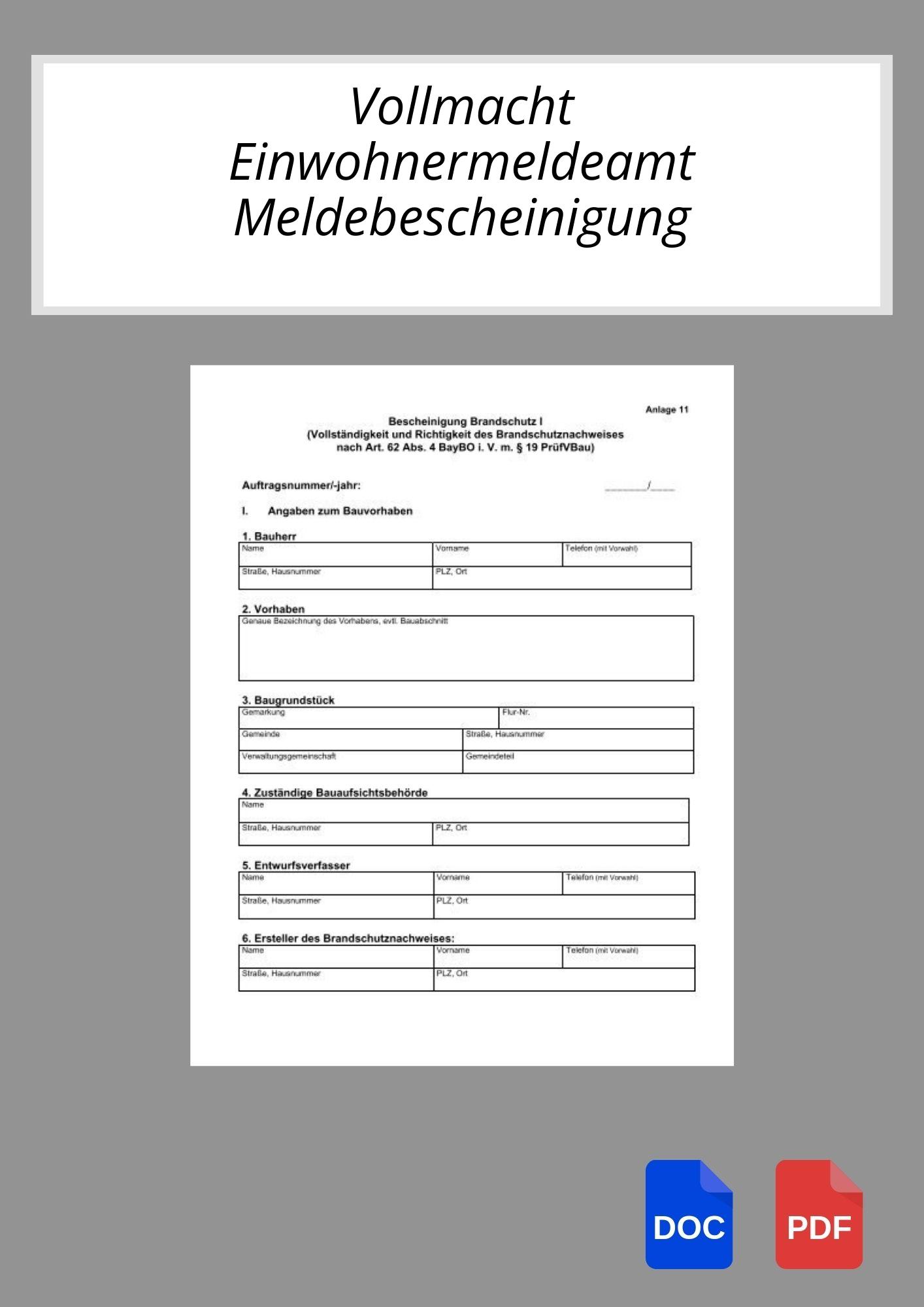 Vollmacht Einwohnermeldeamt Meldebescheinigung